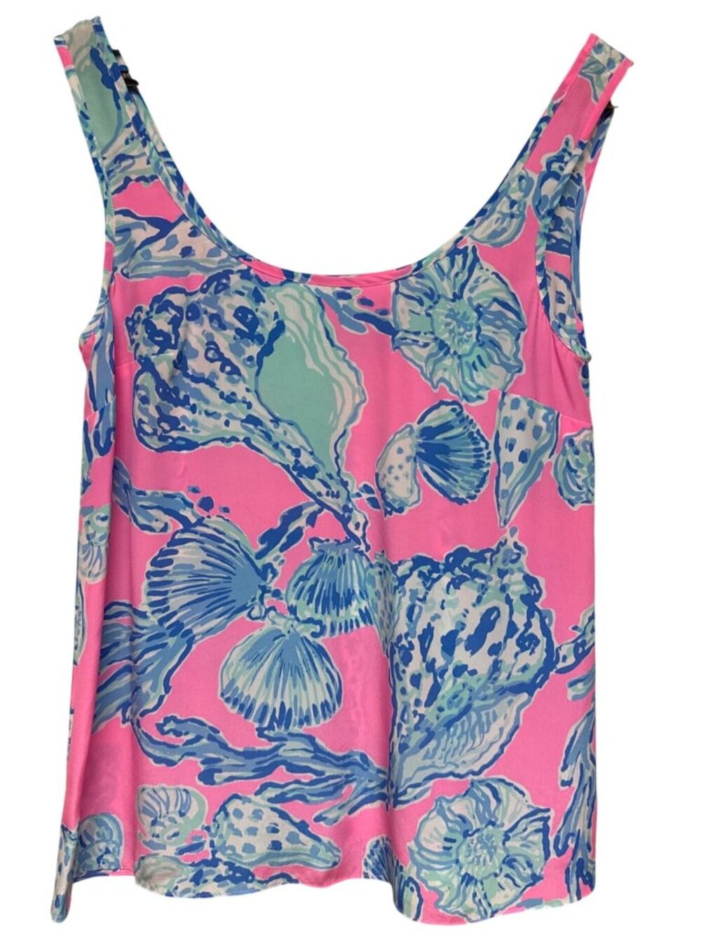 Lilly Pulitzer Pink Pout Women's Tank Top 100% Silk Pink Tropical XS Coastal